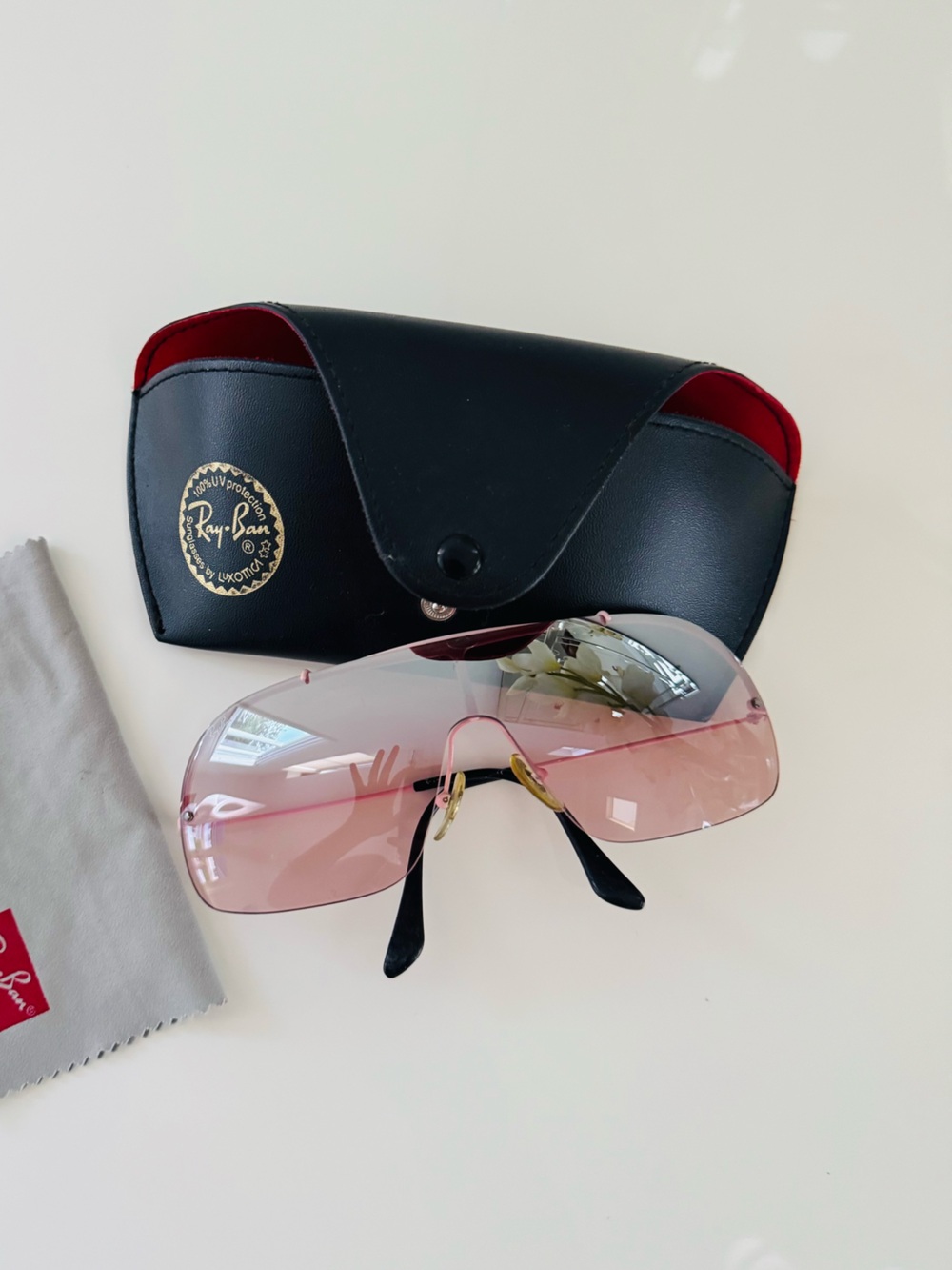 Vintage 🌸 Authentic Ray ban light pink rimless sunglasses - Picture 8 of 11